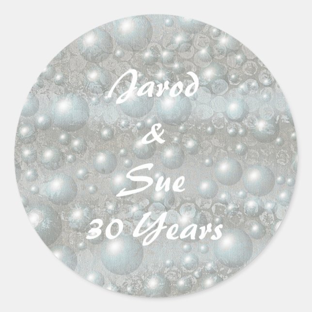 Bulles Perles Stickers Anniversaire Bleu Argent (Devant)