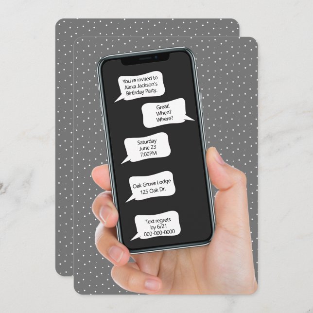 Bulles textuelles pour Invitation de fête d'annive (Devant / Derrière)