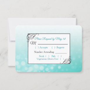 Bulles turquoises Carte RSVP de mariage