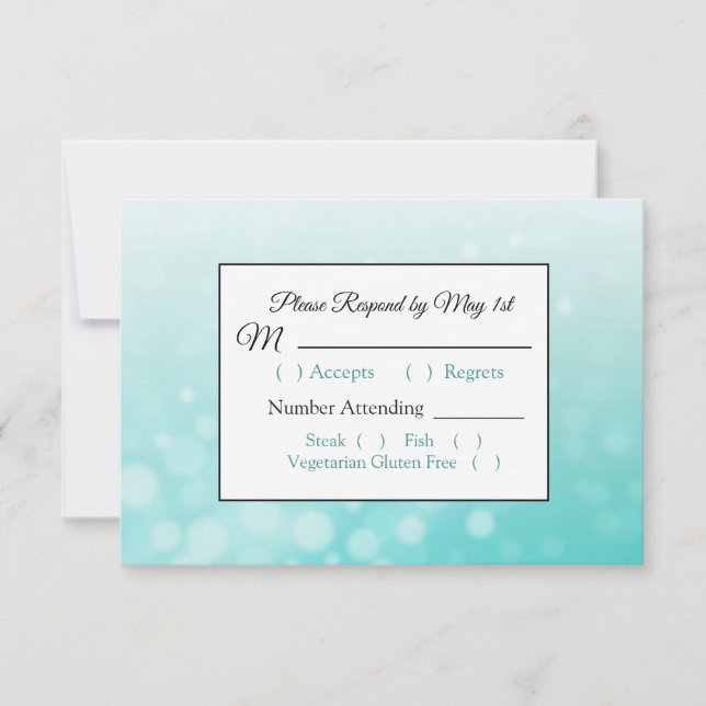 Bulles turquoises Elégant Mariage carte RSVP (Devant)
