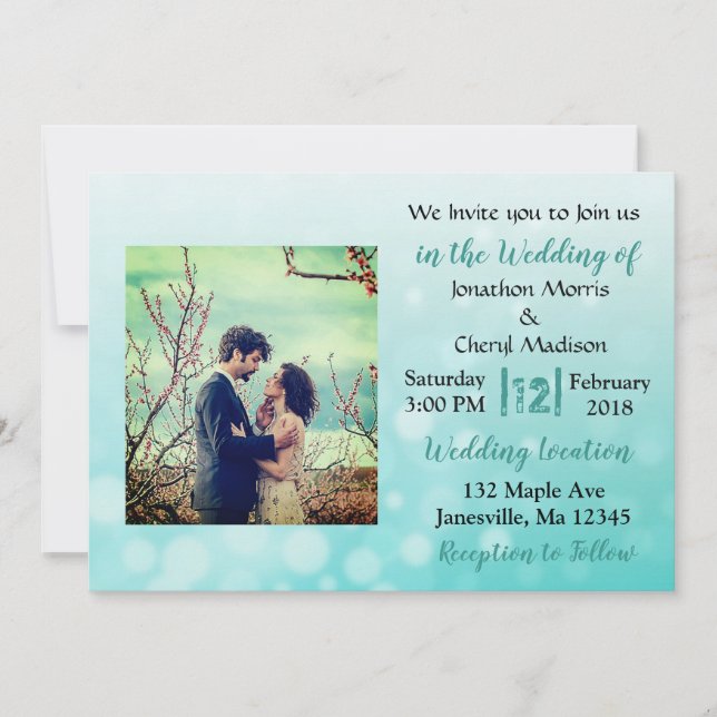Bulles turquoises Invitations de mariage photo (Devant)