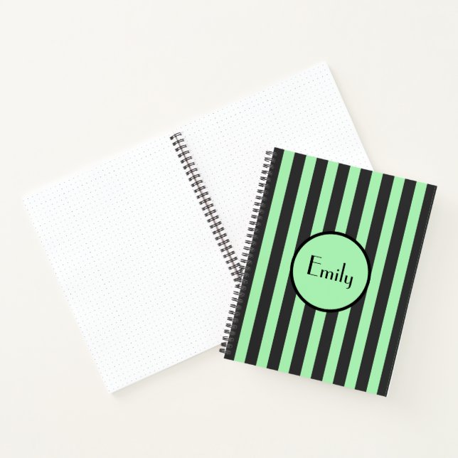 Bullet Journal rayé vert menthe gras et noir (Intérieur)