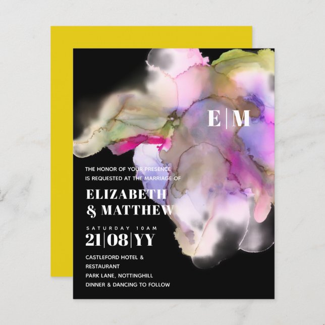 BULLETIN BUDGET Technicolor Aquarelle Mariage Invi (Devant / Derrière)