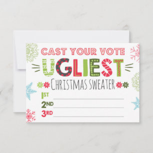 Bulletin de vote pour le pull moche de Noël