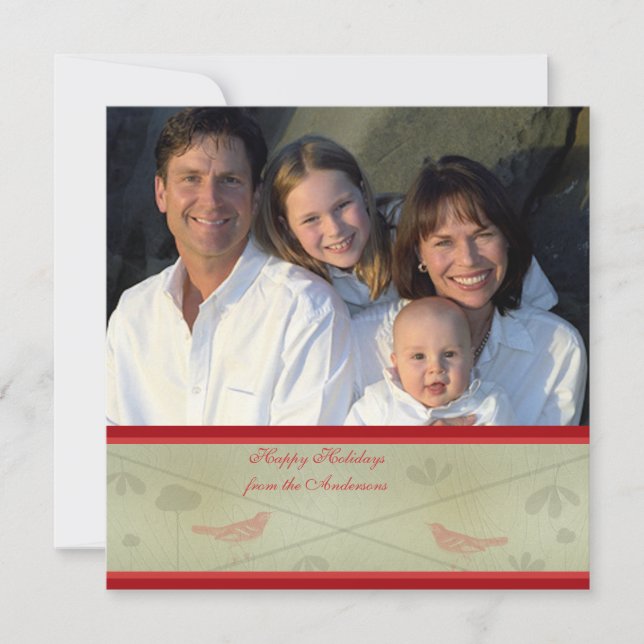 Bulletin sur la carte de vacances aux oiseaux roug (Devant)