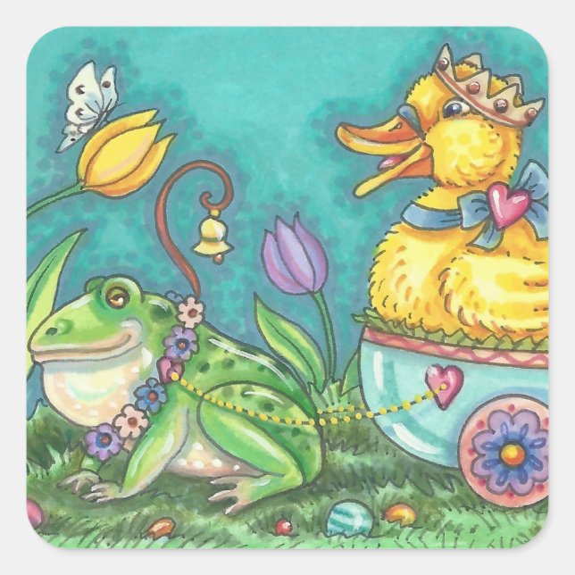 BULLFROG & DUCK EASTER EGG, STICKERS PRINTEMPS feu (Devant)