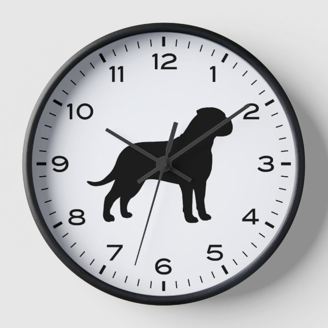 Bullmastiff Chien race Silhouette Horloge (Recto)