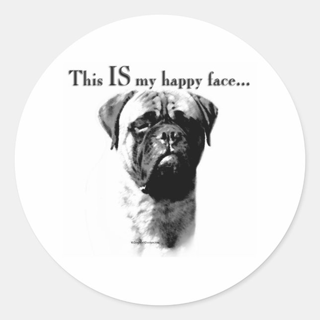 Bullmastiff Happy Face - Sticker (Devant)