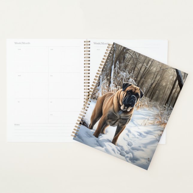 Bullmastiff Qu'il neige Noël (Devant avec enveloppe)