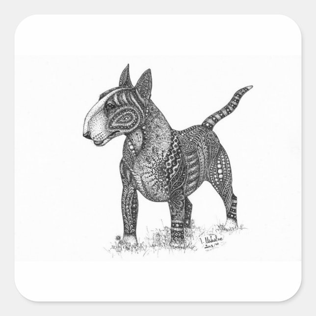Bullterrier Square Sticker (Devant)