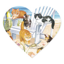 Bum de plage Kittens Stickers Coeur