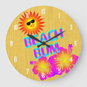 Bum Plage Hibiscus Horloge Fleur Chiffres blancs