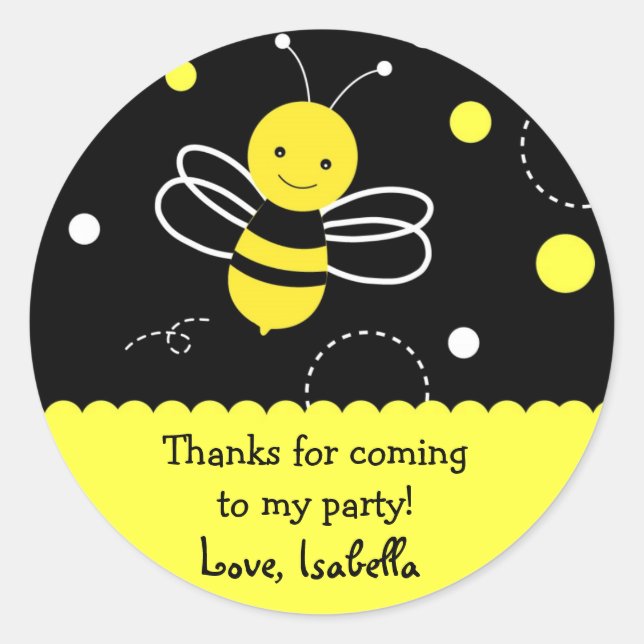 Bumble bee Anniversaire Fête Favoriser Stickers (Devant)