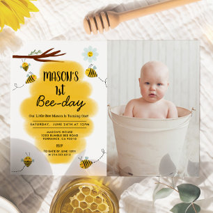 Bumble Bee Anniversaire Fête Photo Invitation