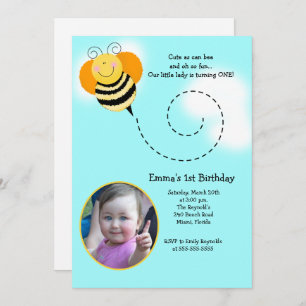 Bumble Bee Anniversaire Photo Invitation