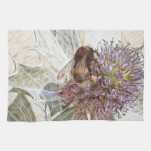 Bumble bee art style imprimé serviette de thé