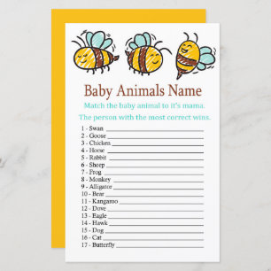 Bumble Bee Baby Animaux Nom Jeu
