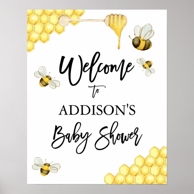 Bumble Bee Baby shower Affiche de bienvenue (Devant)