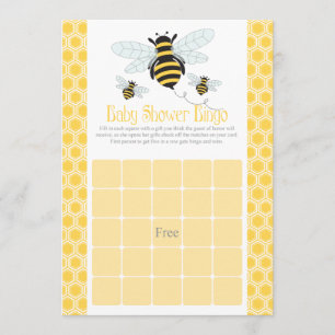 Bumble Bee Baby shower Bingo Cartes