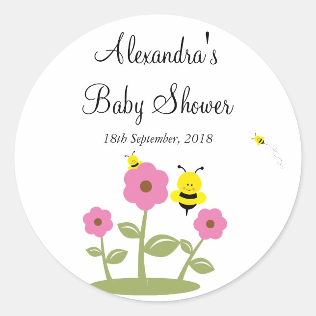 Bumble Bee Baby shower Favoriser Stickers (Devant)