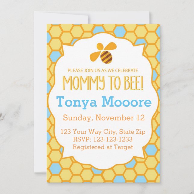 Bumble Bee Baby shower Invitation (garçon) (Devant)
