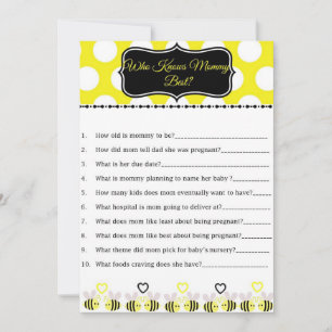 Bumble Bee Baby shower Jeu Qui Connaît Maman Meill