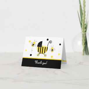 Bumble Bee Baby shower plié Merci cartes de notes