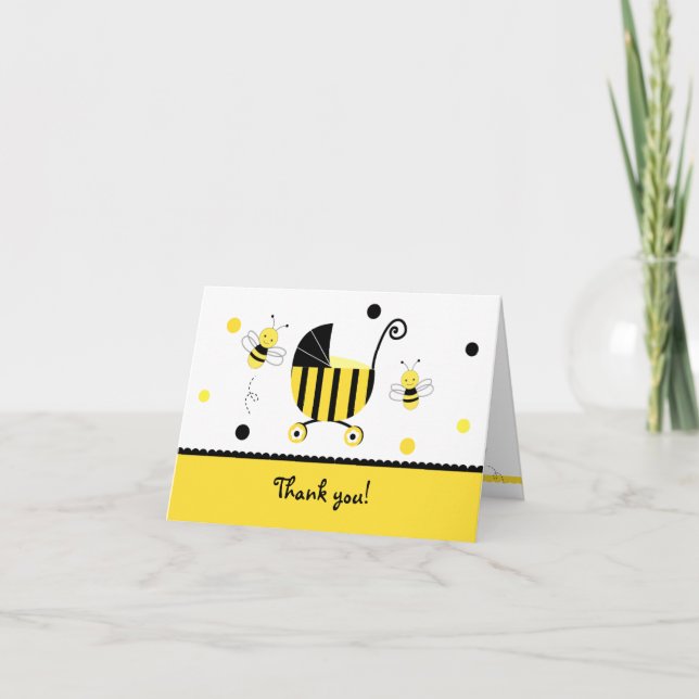 Bumble Bee Baby shower plié Merci cartes de notes (Devant)