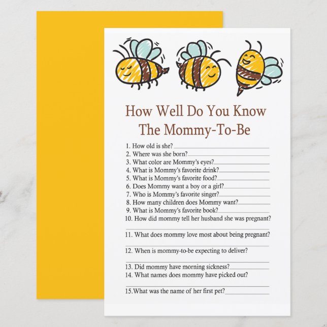 Bumble Bee Comme vous connaissez bien le jeu baby  (Devant / Derrière)