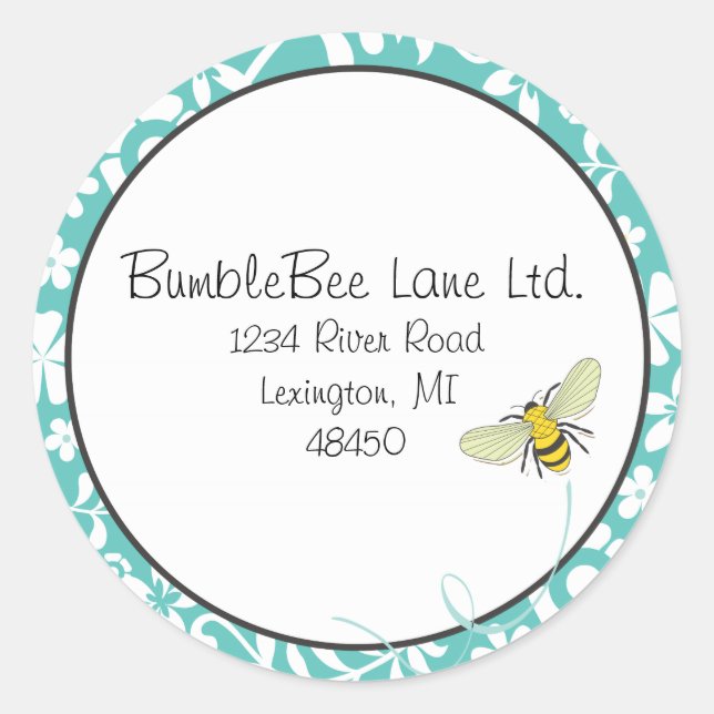 Bumble Bee Faveur Sticker ou Étiquette de adresse (Devant)