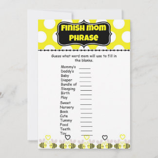 Bumble Bee Finish Mommy's Phrases Baby shower jeu