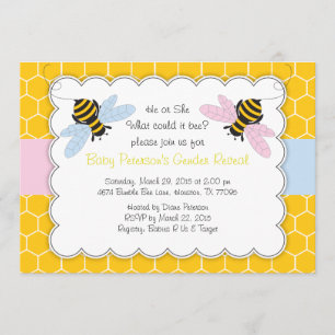 Bumble Bee Genre Révéler Baby shower Invitation