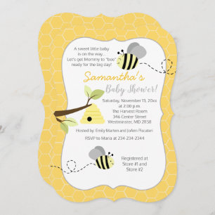 Bumble Bee Grey Jaune Genre Neutre Invitation