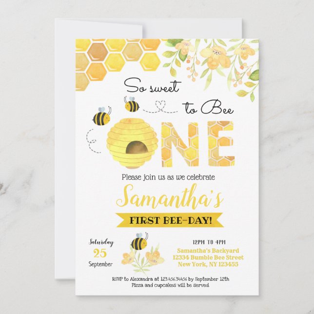 Bumble Bee Invitations de fête d'anniversaire (Devant)