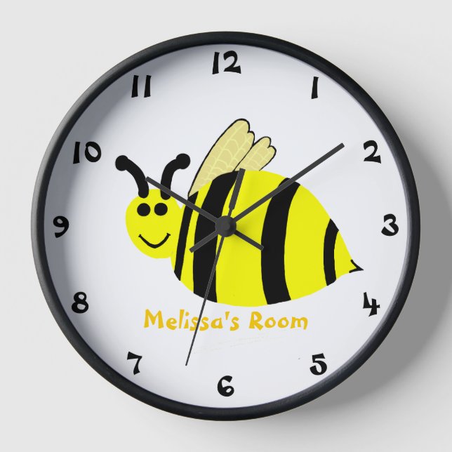 Bumble Bee Kids Numéroté Mur Horloge PERSONNALISER (Recto)