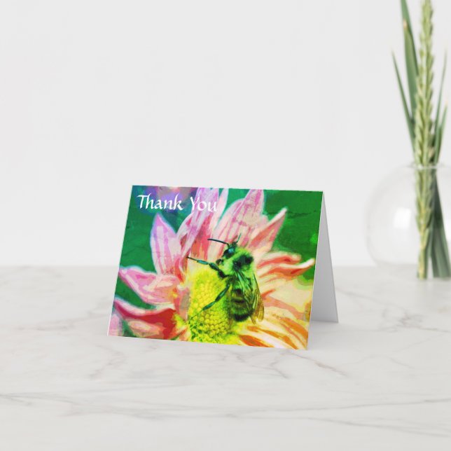 Bumble Bee On Flower Nature Art Carte de remerciem (Devant)