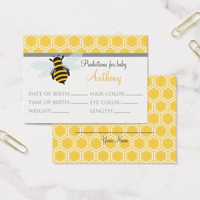 Bumble Bee Prédictions Baby shower carte grande (Bureau)