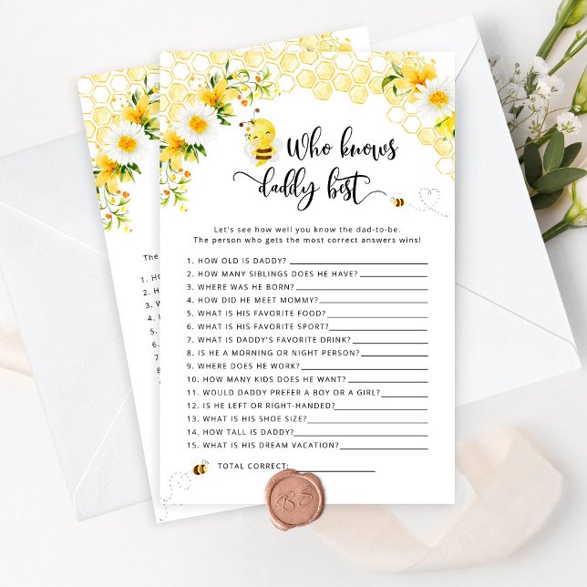 Bumble bee Qui connaît papa meilleur baby shower j (Créateur téléchargé)