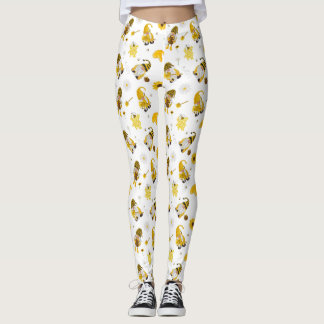 Bumble Bee Sunflower Jaune Gnome Leggings