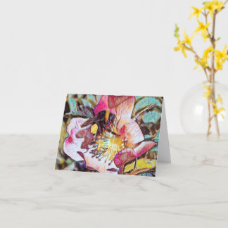 Bumble Bee sur la carte de voeux de peinture à l'h