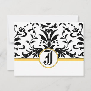 Bumble Bee Yellow Damask Carte de réponse