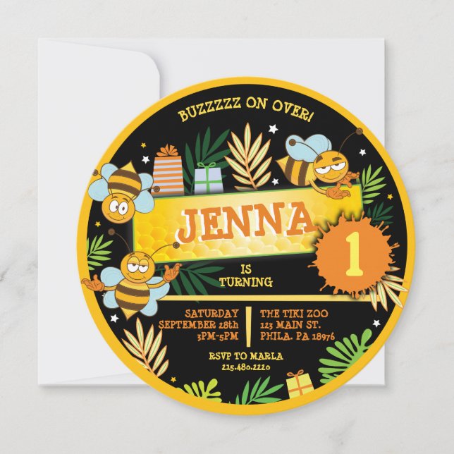 BUMBLE BEES Baby's First Birthday Party Invitation (Devant)