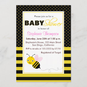 Bumble Bees Girl Baby shower Invitation