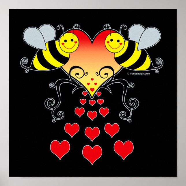 Bumble Bees & Hearts Posters d'Art (Devant)