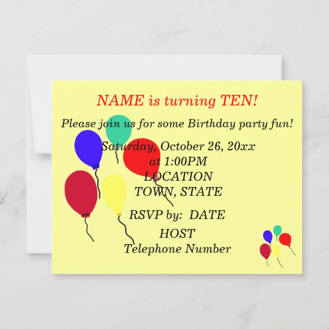 Bumble Bumble Bee Party Ballons Invitations (Dos)