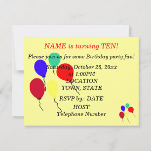 Bumble Bumble Bee Party Ballons Invitations