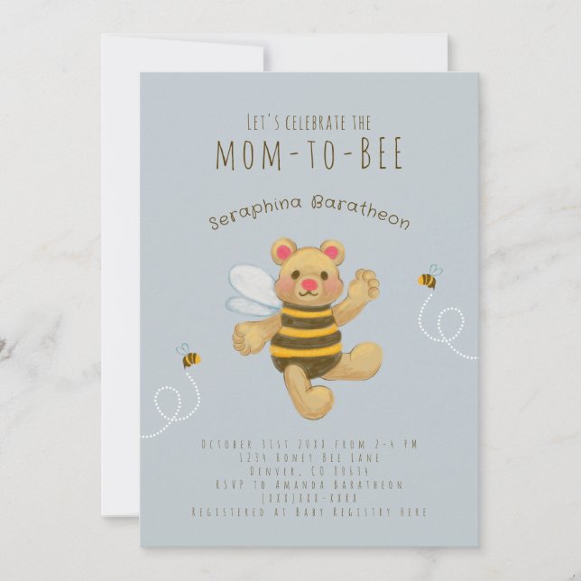 Bumble jaune mignon Bee Bear Invitation (Devant)