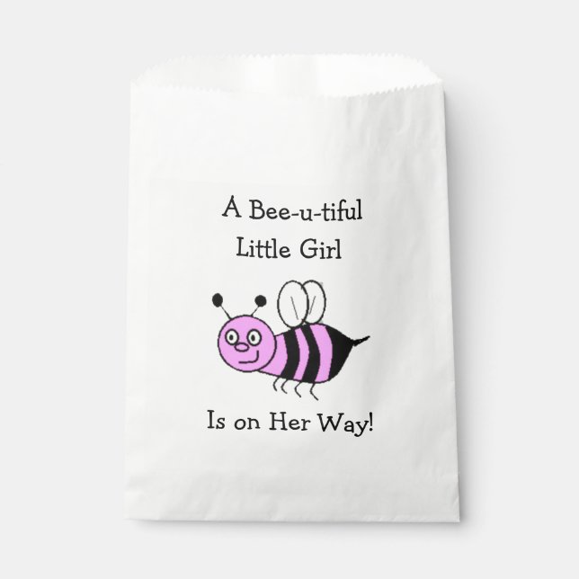 Bumble rose Bee Baby shower Favoriser les sacs (Devant)