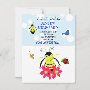 Bumble Whimsical Bee Anniversaire Fête Invitation
