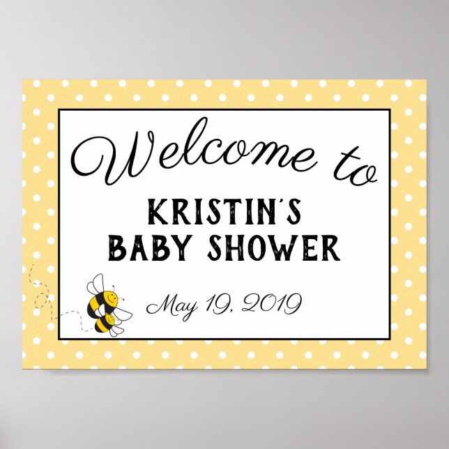 Bumblebee baby shower affiche de bienvenue (Devant)